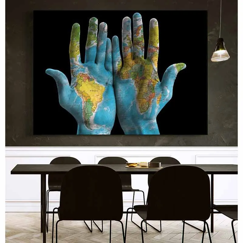 

Nordic Abstract World Maps Draw In Hands Modular Canvas Painting Graffiti HD Art Poster Modern Wall Art Picture For Living Room