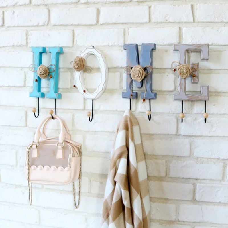 

Love Home Wood Wall Hooks Rack Hangers for Coat Hat Robe Towels Key Holder Home Entryway Farmhouse Decor