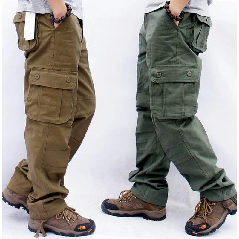 

Брюки-карго мужские, повседневные тактические штаны, много карманов, стиль милитари, прямые Слаксы, брюки полной длины, большие размеры 42 44