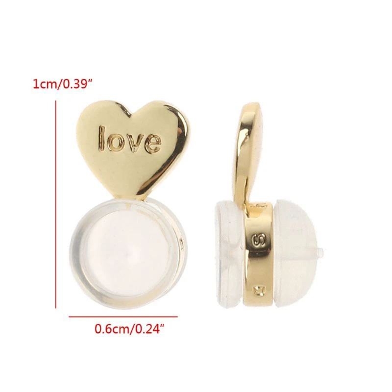 

20Pcs Heart Love Magic Earring Lifters Earring Lifts Backs Adjustable Hypoallergenic Earring Nuts Ear Lobe Support Backs