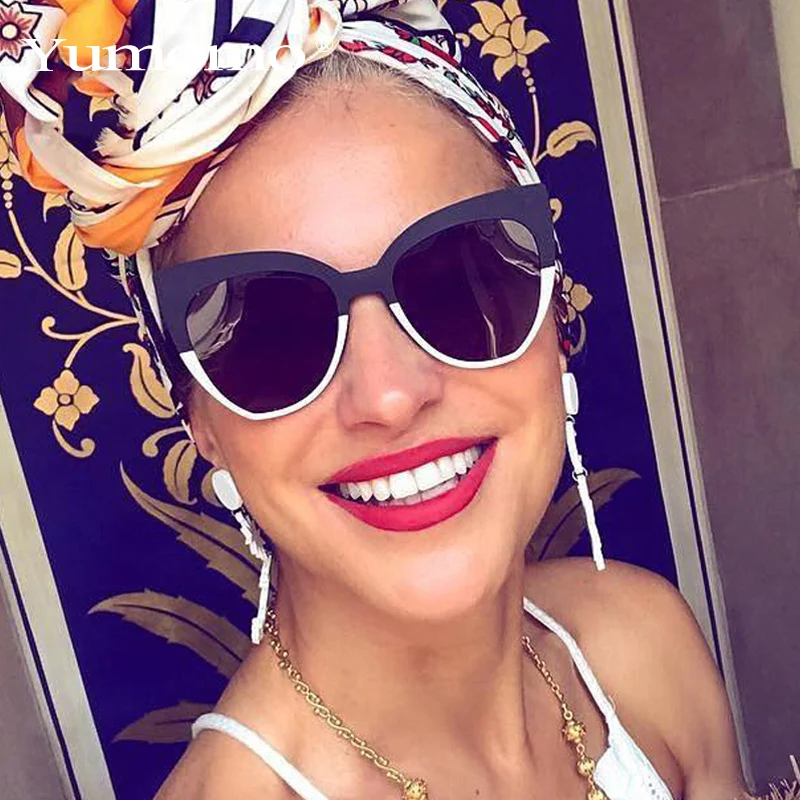 

Модные солнцезащитные очки «кошачий глаз», солнцезащитные очки в стиле стимпанк, новые женские и мужские двухцветные очки в оправе, женские...