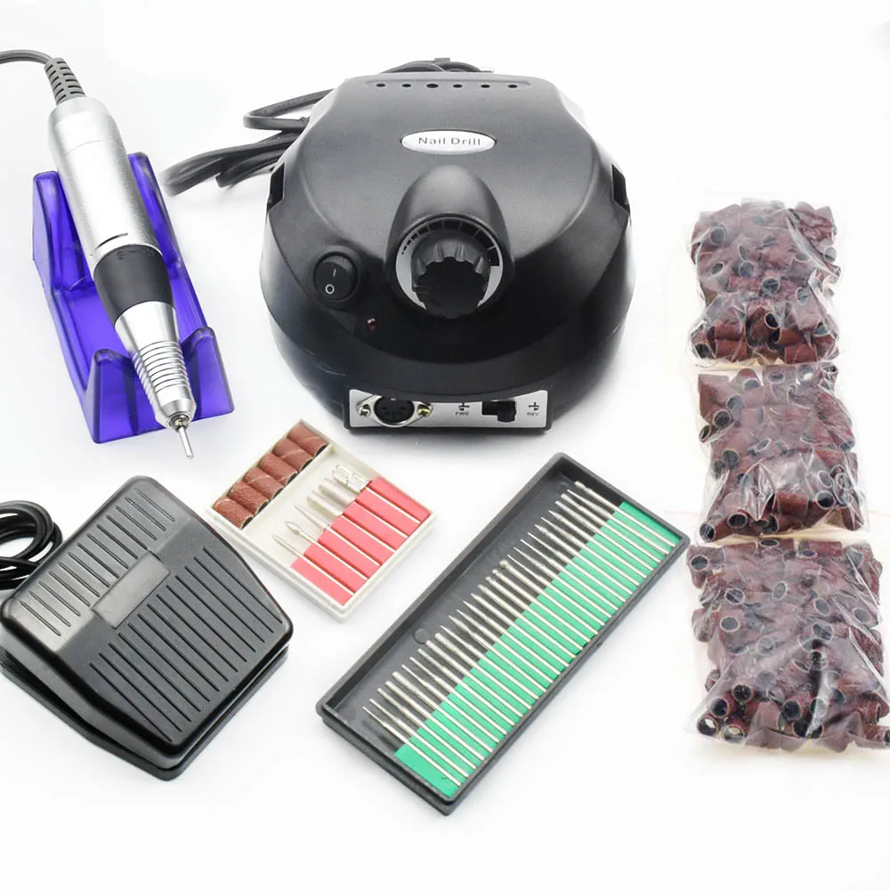 black set 2 35000 об./мин. Pro электрическая дрель для ногтей аппарат для маникюра педикюра с пилкой резак для ногтей сверлильный станок для ногтей набор инструментов для ногтей - Цвет: black set 2