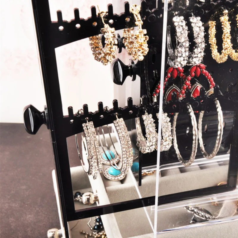 Шкатулка для ювелирных изделий пластиковый органайзер хранения серег ожерелий