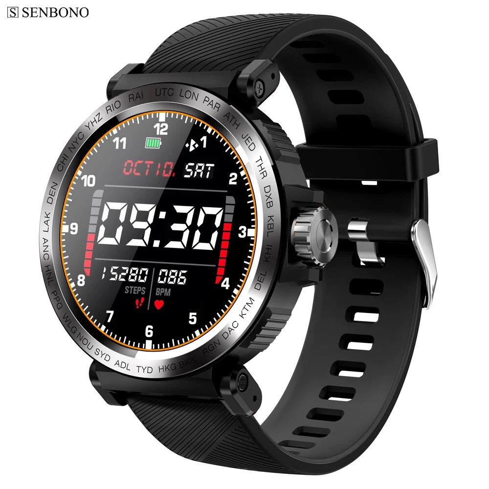 SENBONO S18 полноэкранные сенсорные Смарт часы IP68 Водонепроницаемые мужские