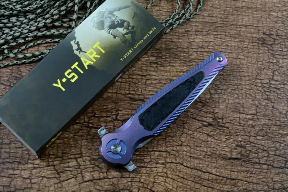 Y-START Новый Ножи S35VN лезвия шариковый подшипник шайба Титан с титановой ручкой
