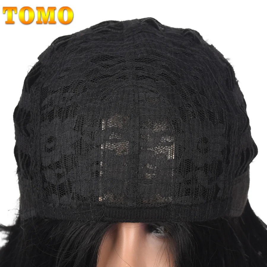 

TOMO Silky Straight Wig Middle Part Natural Synthetic Hair Wigs For Woman Black Gray Red Wigs Heat Resistant Party False Hair