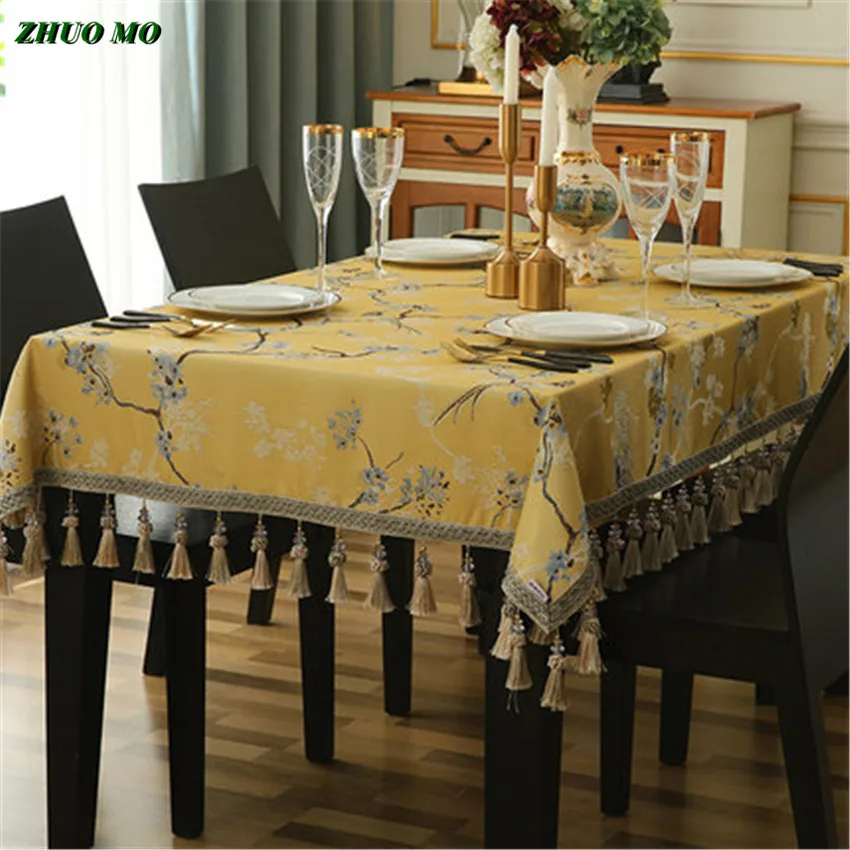 Роскошная Европейская жаккардовая скатерть с подвеской для украшения дома