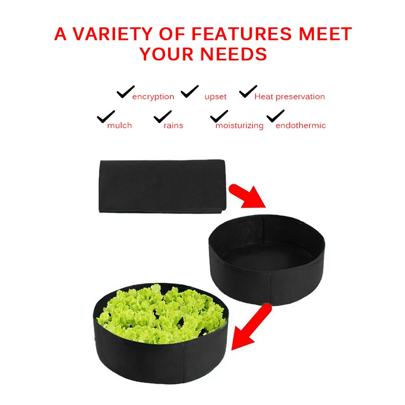 

1pc Garden Vegetable Fruit Growing Bag Fabric Raised Planting Bed Planting Bag Vegetable Seedling Nutrition Felt Plant Bucket