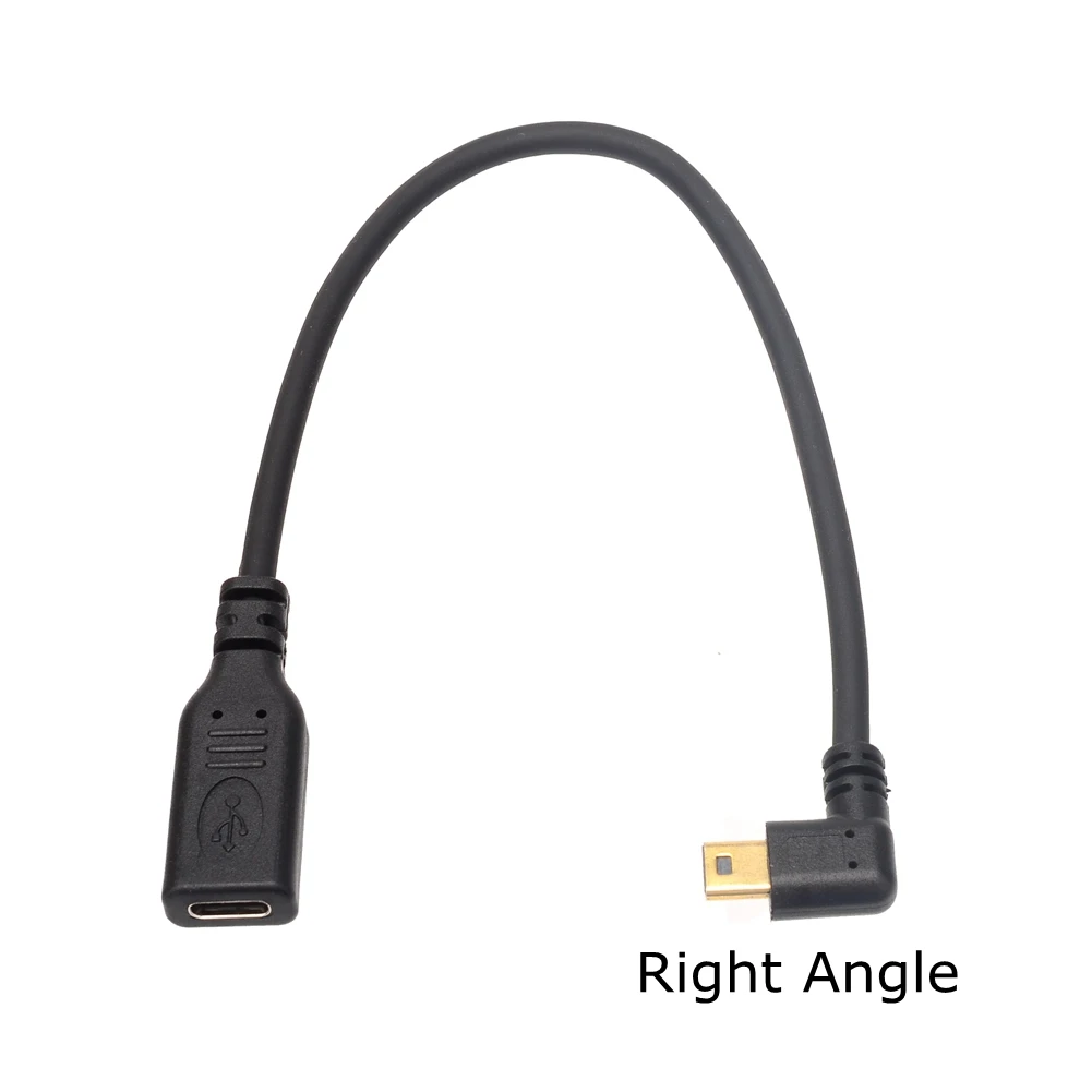 Кабель для зарядки и передачи данных Mini USB 25 см позолоченный 3 А 90 градусов вверх