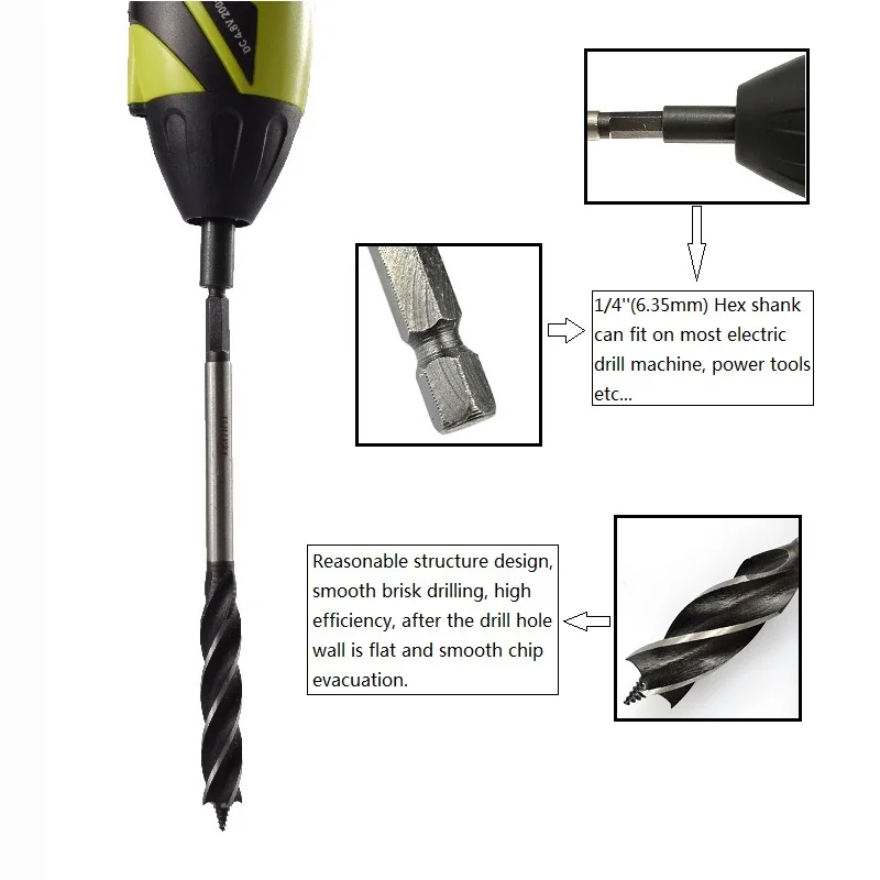 Плотничное сверло с шестигранным хвостовиком Фрезерный резак для дерева 4