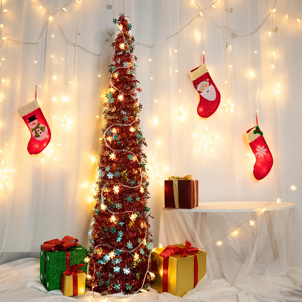 

Christmas decoration 1.5m matte red snowflake, handmade Christmas tree, New Year decoration