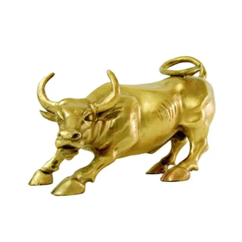 Lucky Fu Yun Feng Shui Bronze Ornaments Crafts With Future Wall Street Bull Ox
