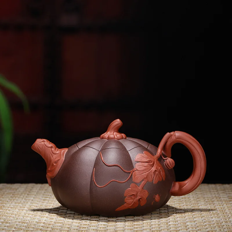 

Pumpkin Shape Handmade Yixing Purple Clay Teapots Chinese Kung Fu Tea Sets Large 340ml Home Red Green Tea Infuser Kettle