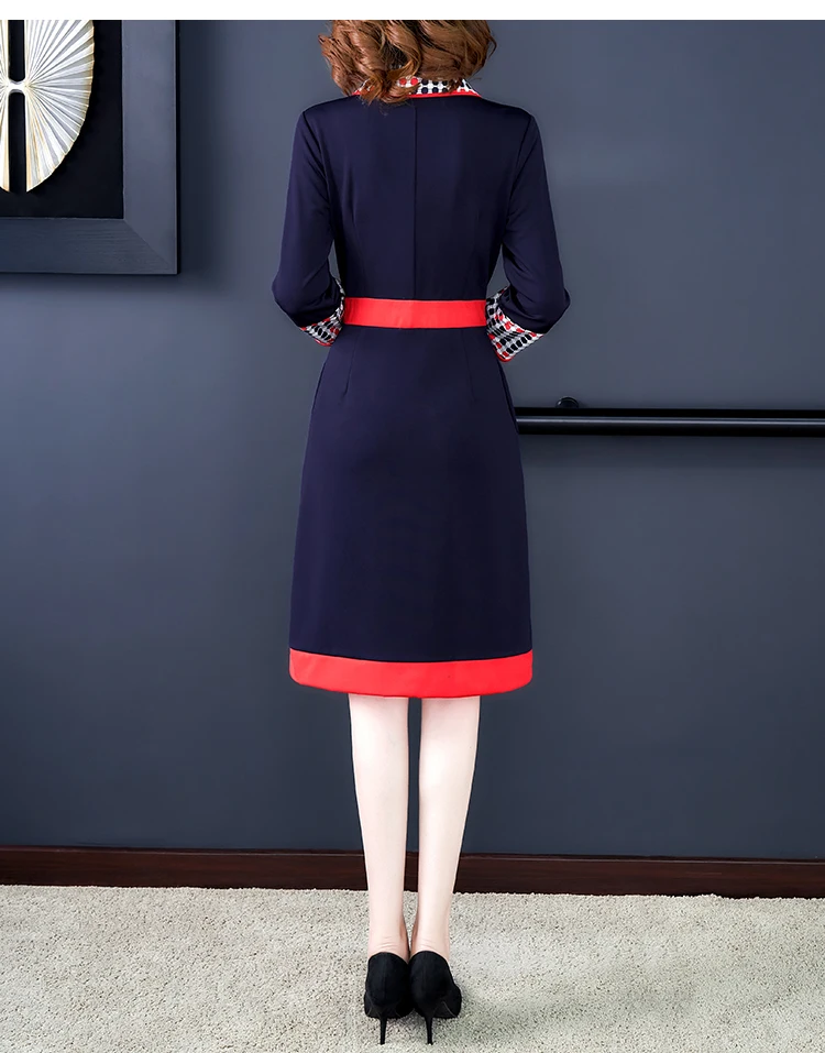 Демисезонный Офисные женские туфли спецодежды платье Для женщин длинный рукав