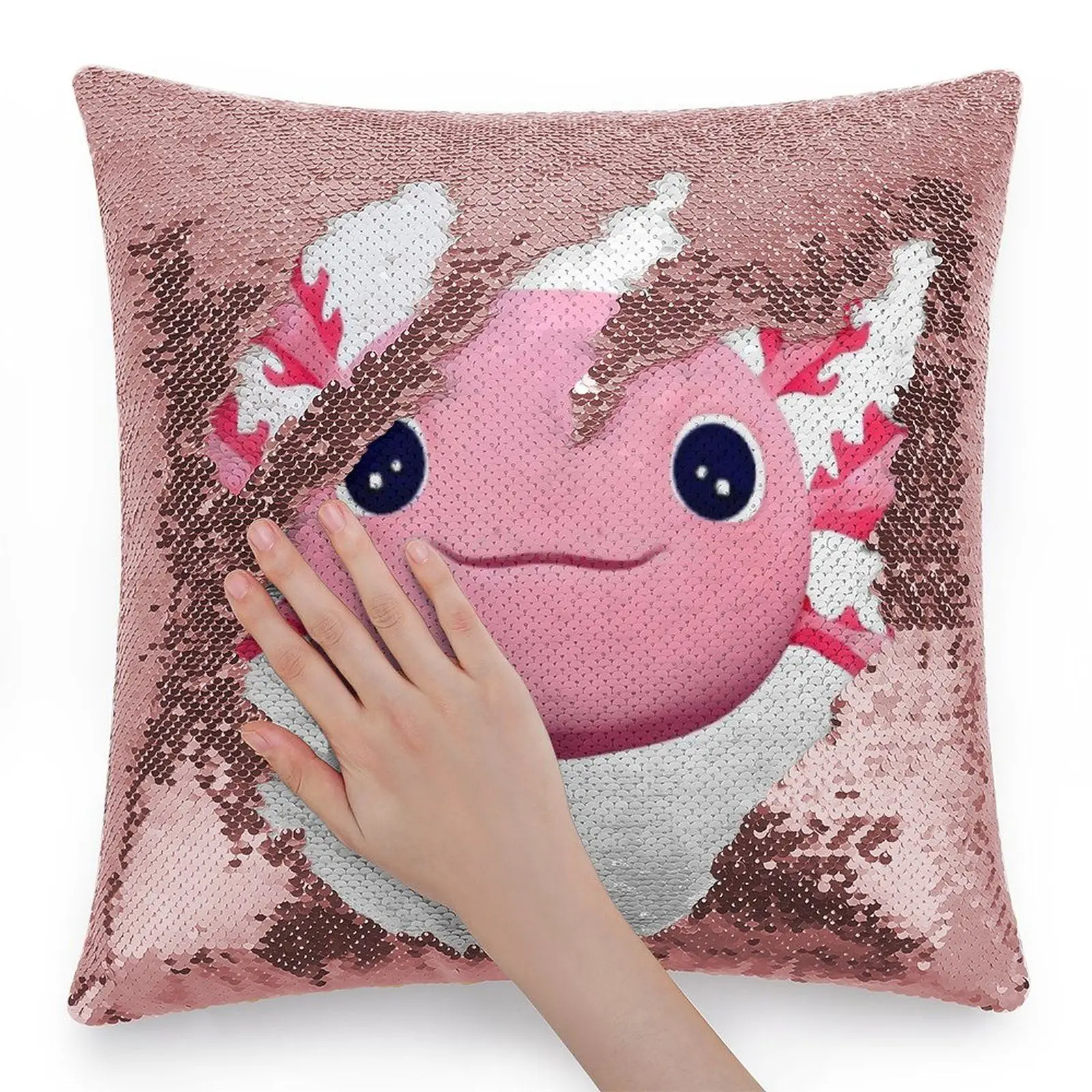 Смайлик Axolotl блестящая наволочка Блестящая декоративная подушка для вечерние