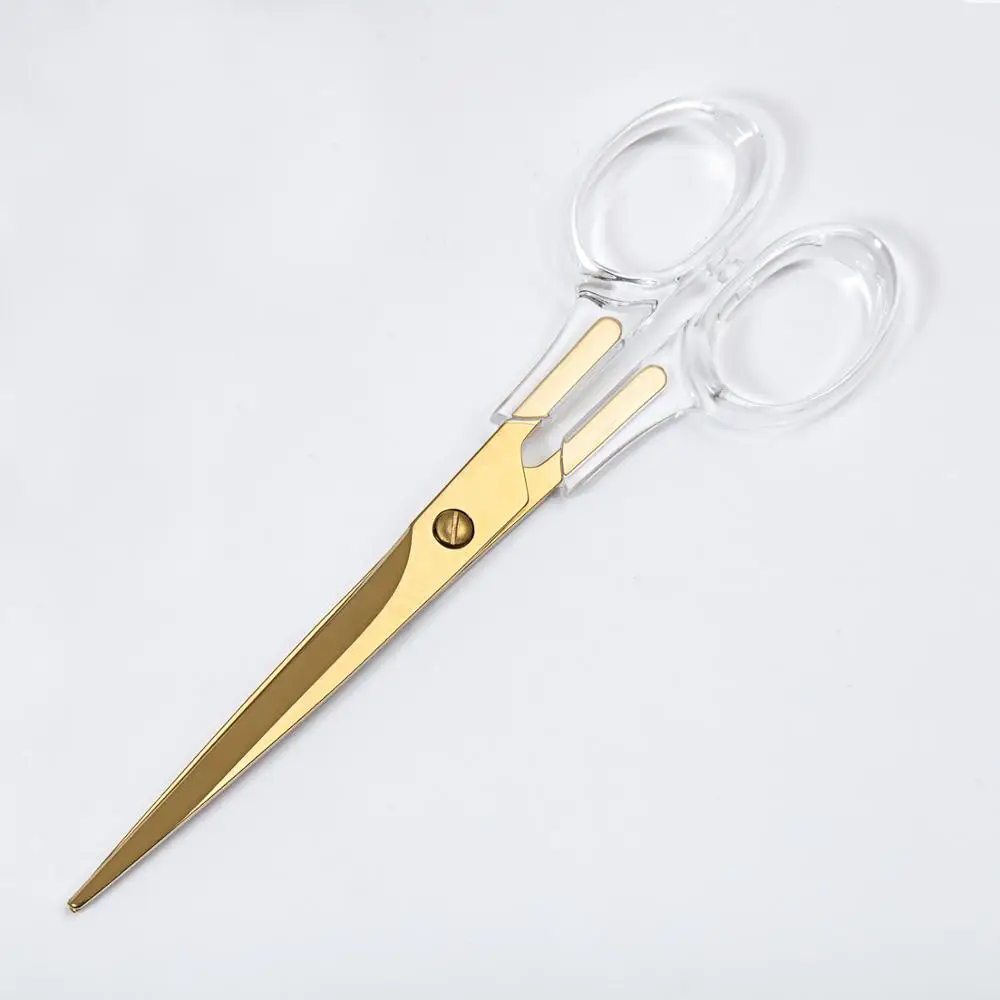 yellow gold168mm Акриловые ножницы канцелярские офисные прозрачные металлические ножницы - Цвет: yellow gold168mm
