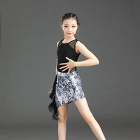 2021 summer new children latin dance dress tassel mesh snake print skirt suit girls competition professional performance costume
