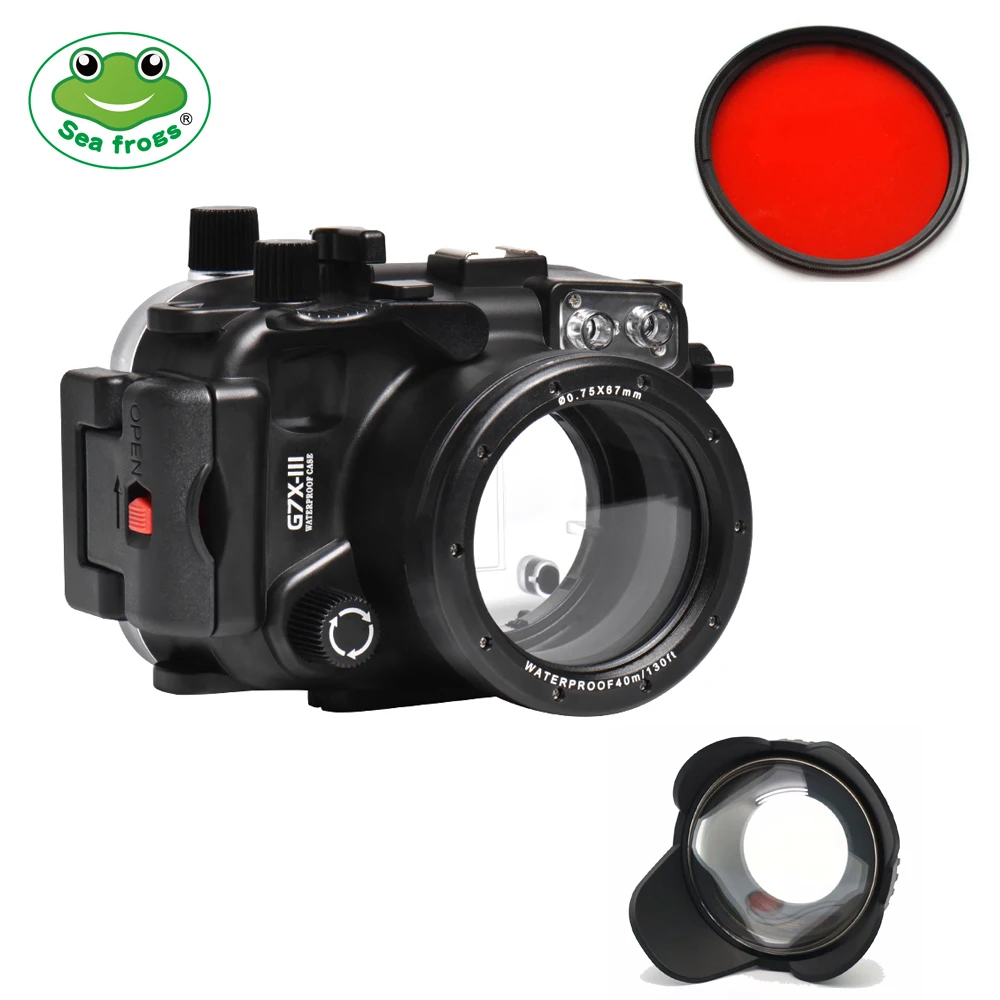Seafrogs 40 м/130 футов подводный чехол водонепроницаемый корпус для камеры Canon G7X-III G7X