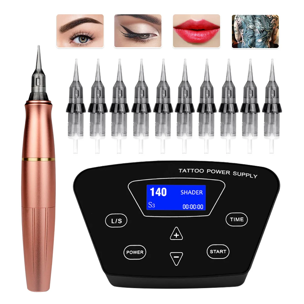 

Biomaser Tattoo Machine Set Permanent Makeup Rotary Pen For Liner&Shader Eyebrow Eyeliner Lip With Cartridge Tattoo Needles