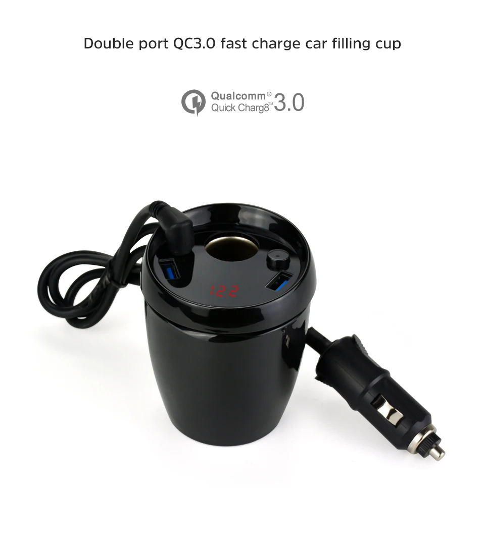 Aoshike QC3.0 4.8A автомобильное зарядное устройство для чашки прикуривателя Автомобильное зарядное устройство адаптер питания 2 usb порта Интеллектуальный для ЖК-дисплея