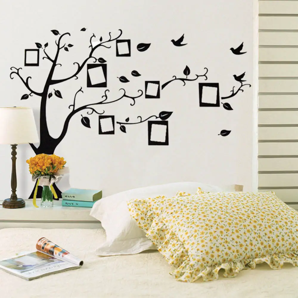 

Photo Family Decor Adhesive Pvc Art Wall Removable Tree Large Mural Home Black DIY Background Decals Newest Free Shipping
