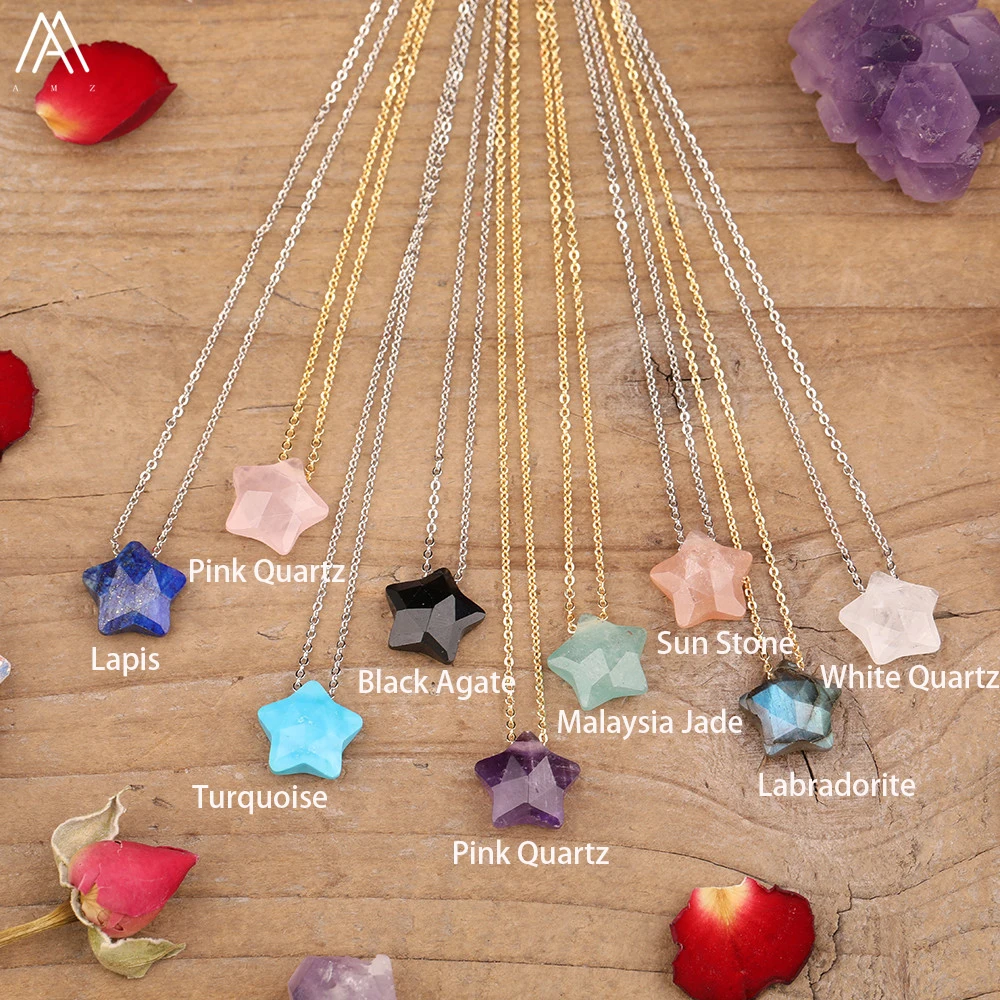 Женское ожерелье с подвеской в виде звезд натуральными камнями - купить по