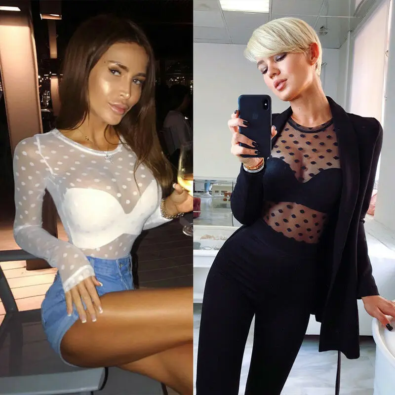 Женские прозрачные сетчатые топы с круглым вырезом эластичные облегающие белого