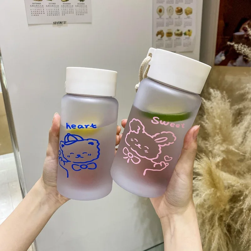 

Creative Personality Plastic Water Cup Eco-friendly Portable Sports Water Bottle Trendy Cute Cartoon Student Drinking Glass500ml