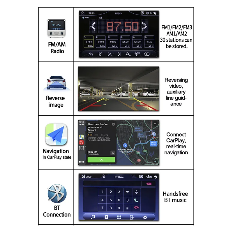 mlovelin apple carplay android auto usb aux full touch car multimedia radio for hyundai kia nissan toyota bmw 7inch screen free global shipping