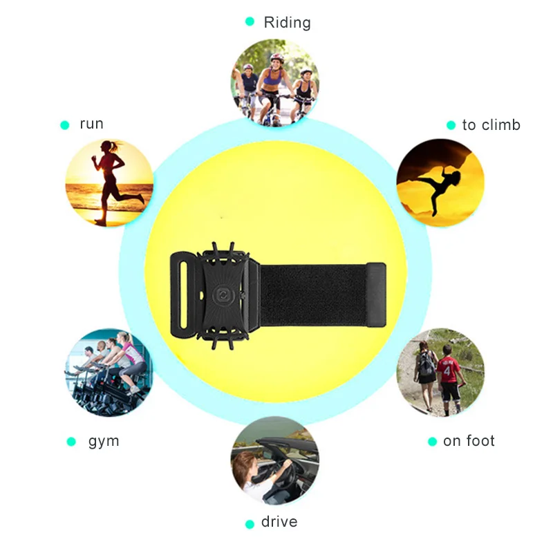 

New 3.5 to 6 Inches Running Phone Wristband 180 Degree Rotatable Free Hand Bag Belt Wrist Strap Cycling Gym Arm Band Bag BN99