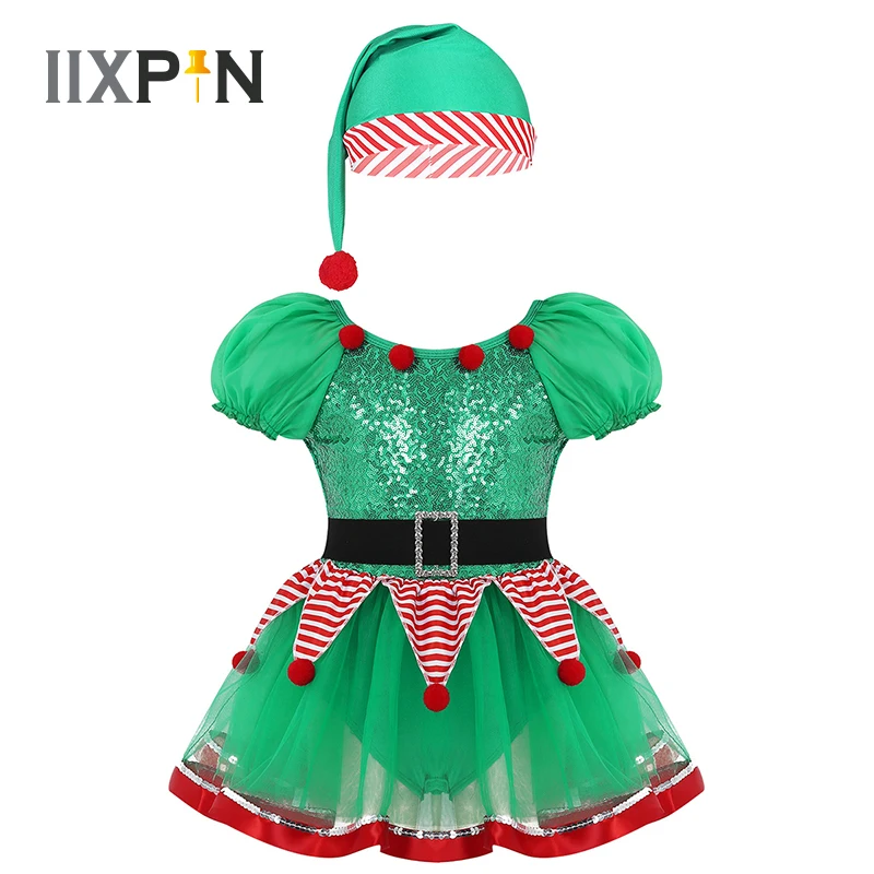 Детское балетное платье с блестками Сетчатое пачка баской и шляпой|Балет| |