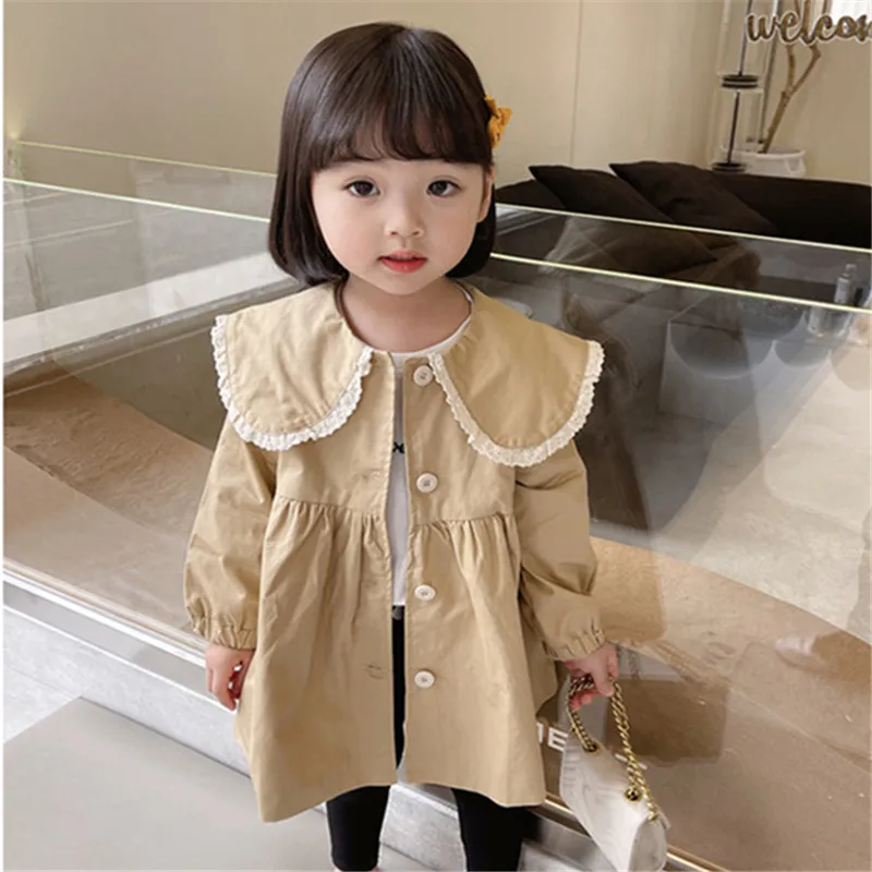 

Fashion Kids Girl Trench Coat Long Sleeve Baby Long Outerwear Children Clothing Korean Girls Windbreaker Jackets Manteau Abrigos