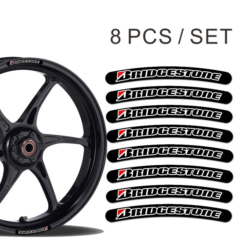 

Hot Personality 8x for Bridgestone Rim Sticker Wheel Stripes Set Car Motorbike Motorcycle Racing Decal Flat Glue Sticker