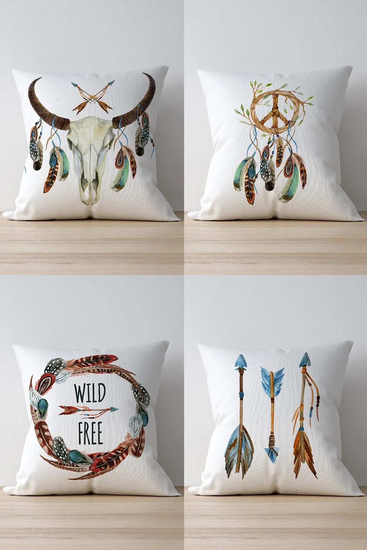

Double Side Printed Dreamcatcher Patterned 4'Lü Pillow Decorate Case Good Quality Stylish Home Garden Room Kitchen Gift Convenient Decorative Modern