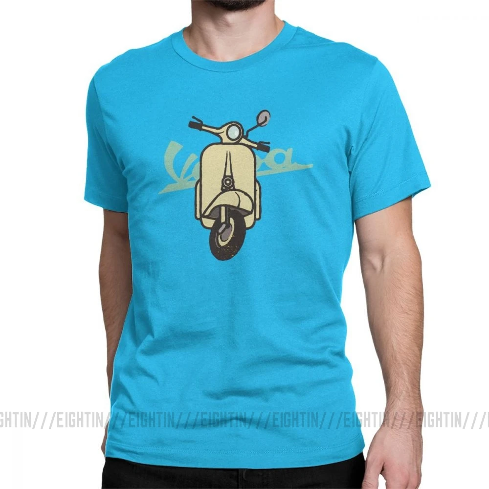 Мужская футболка Vespa, забавная футболка с короткими рукавами, одежда с круглым вырезом, хлопковые классические футболки - Цвет: Medium Blue