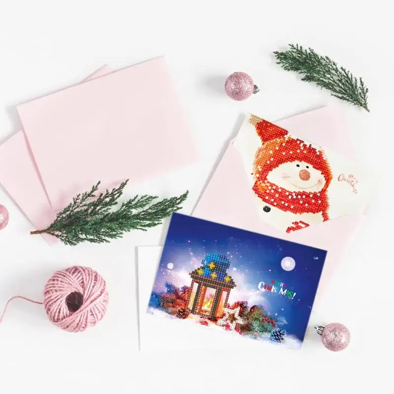 

8pcs 5D DIY Diamond Painting Greeting Card Birthday Xmas Party Gifts Diamond Embroidery Christmas Greeting Card Postcards