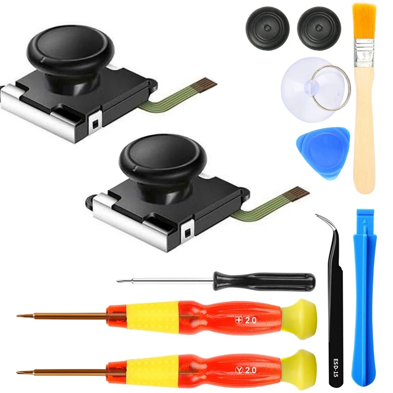 2-Pack 3D Replacement Joystick Analog Thumb Stick For Ns Switch Joy-Con Controller With Repair Tool Include Tri-Wing Cross Scre |