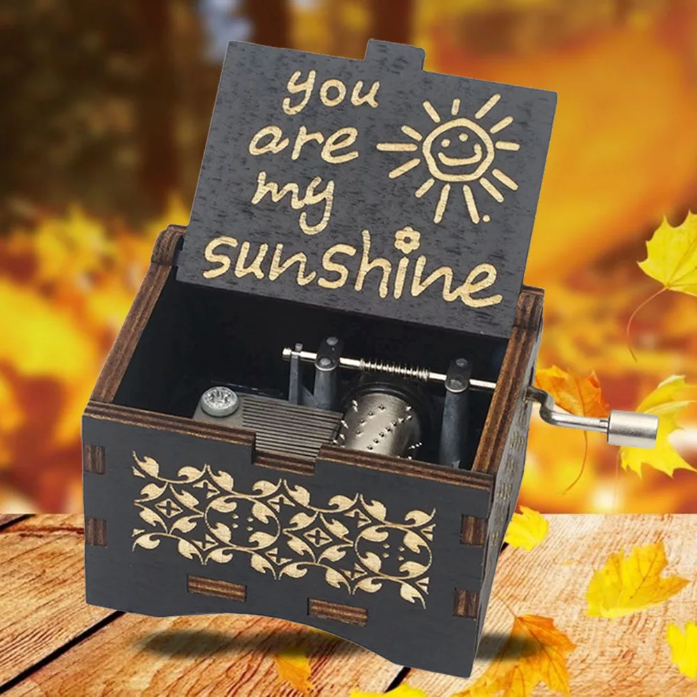 You are My Sunshine Music Box, Gift for Daughter from Dad,  Laser Engraved Vintage Wood Boxes, Best Gift Birthday/Valentine's Da
