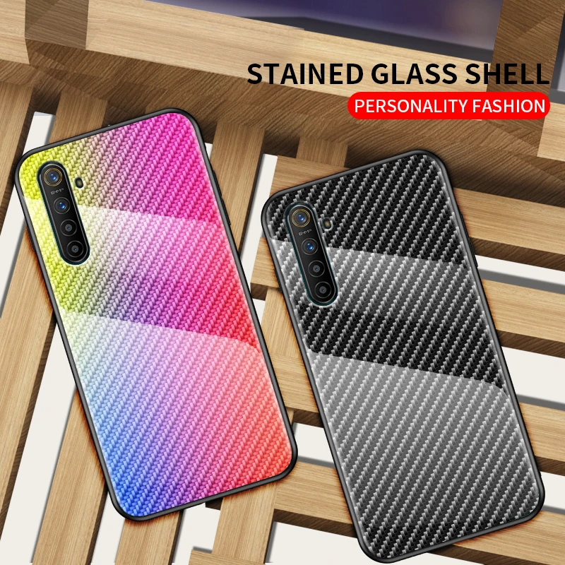 Роскошный углеродный чехол из закаленного стекловолокна для Realme XT 6 4 &quotНовый