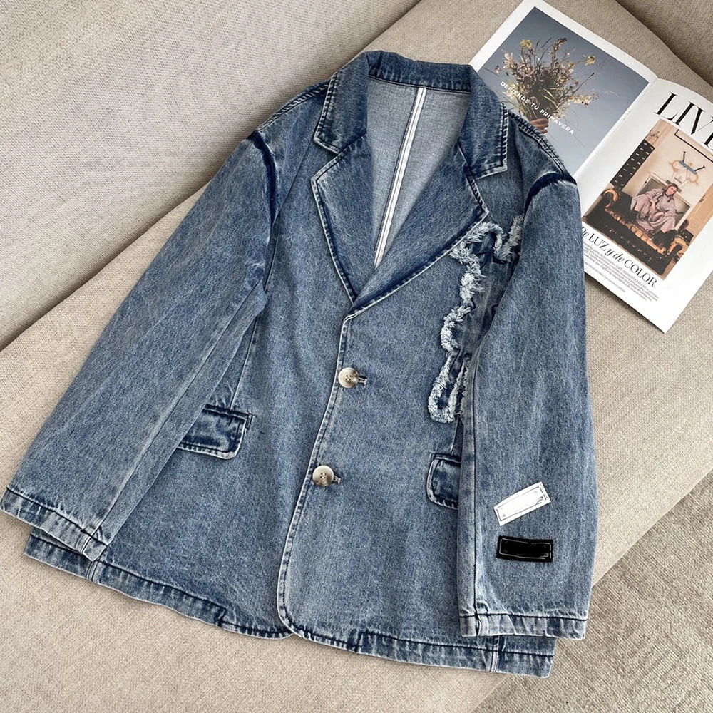 

2021 Autumn new style retro denim jacket woman casual loose jacket
