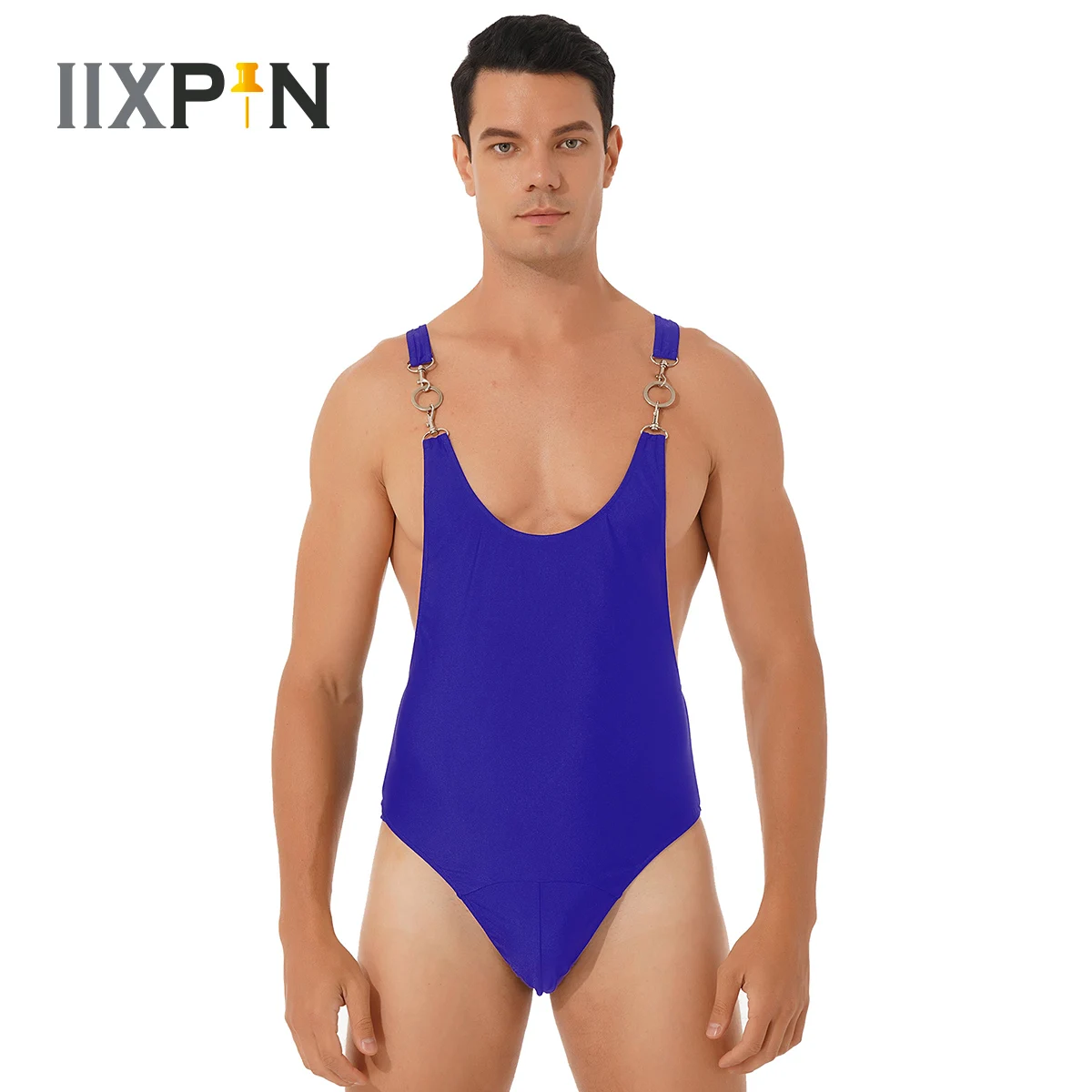 

Bodysuit Men Metal Buckle Decor Corset High Elasticity One-piece Shapers Slim Leotard for Fitness Workout Gymnastics Tank Top