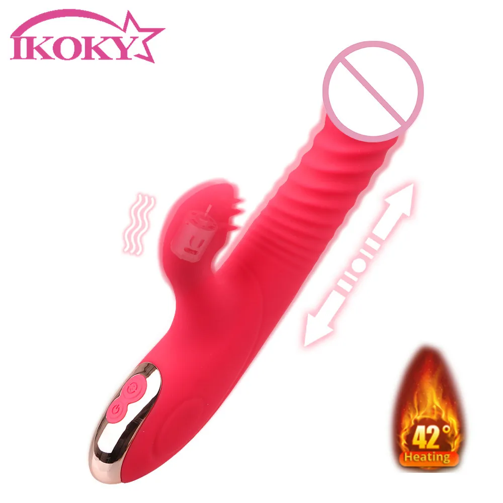 Фаллоимитатор IKOKY вибратор для массажа точки G лижущий нагревательный Стимулятор