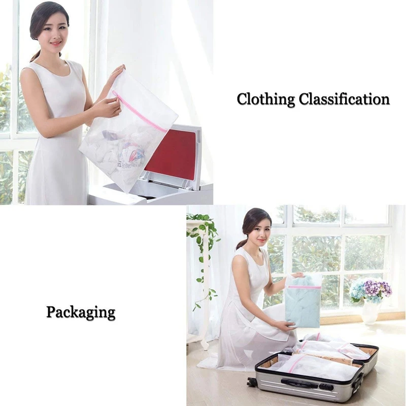 

Set of 6 Mesh Laundry Bags, Reusable Mesh Zippered Laundry Washing Bags Large Mesh and Fine Mesh for Machine Washing Lingerie, T