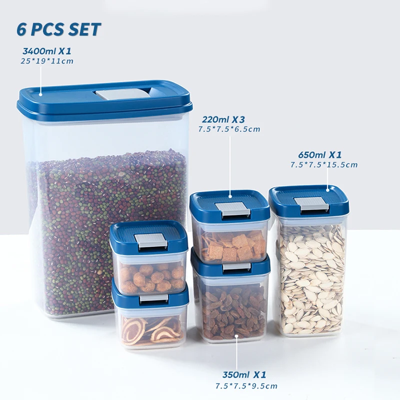Joybos-contenedor de almacenamiento de alimentos para el hogar, contenedor de latas multigrano para cocina, traje grande, contenedor de botellas de postre, libre de BPA, 6 uds.-2