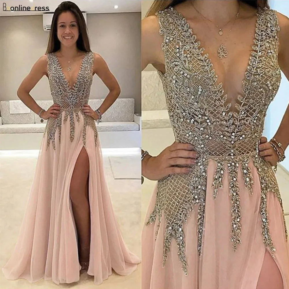 Bbonlinedress Румяна Выпускные платья 2021 V-образный вырез шифоновое A-силуэт вечернее