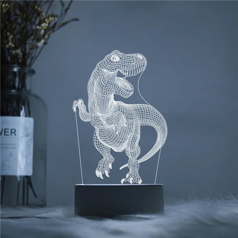 Jurassic период парк динозавров СЕРИИ Светодиодный 3D акриловый Ночник светильник с
