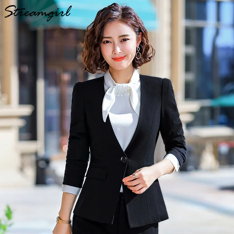 Black Офисные женские блейзеры и куртки элегантный короткий черный блейзер, женский пиджак Бизнес плюс размер Блейзер для женщин Офис осень - Цвет: Black