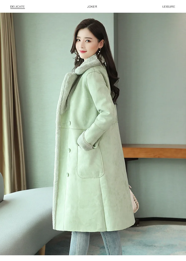Trending Products Women Winter jackets Suede long coat Imitation lamb wool coats Warm cotton clothing Thicken free shipping 1872