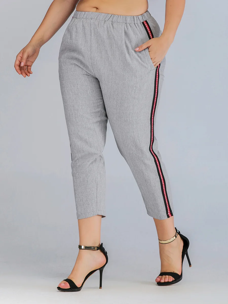 2021 летнее платье размера плюс узкие брюки для женщин Узкие повседневные штаны с