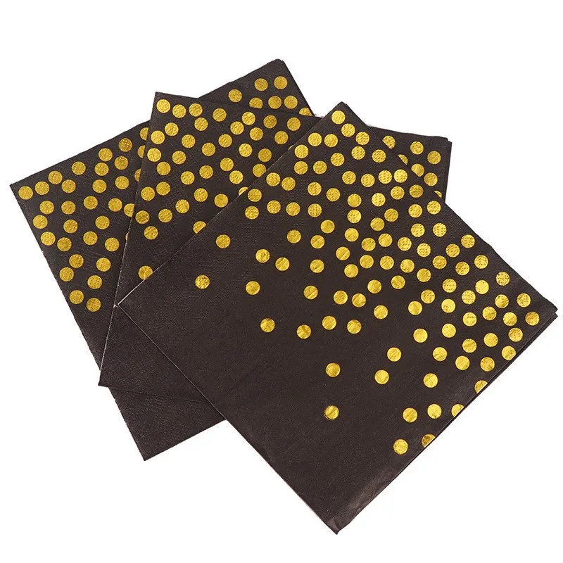 Черная Золотая фольга бумажные тарелки и стаканы Gold с днем рождения одноразовая